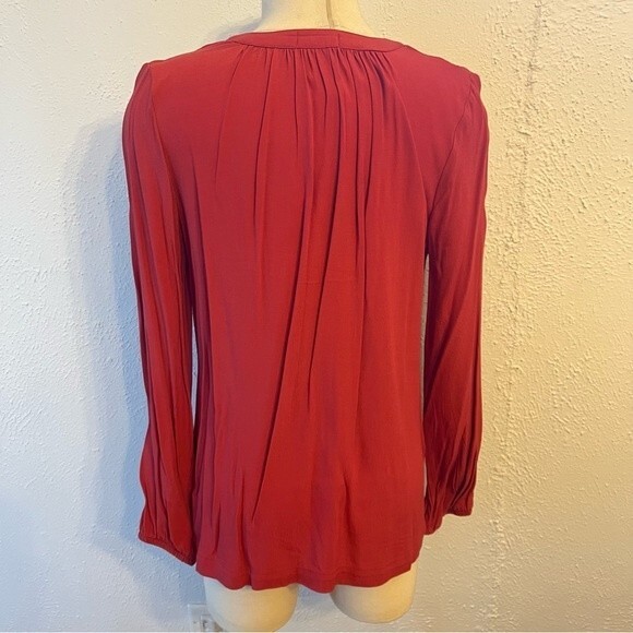 Time and Tru Long Sleeve Lace Up Front Peasant Top Small - Picture 4 of 5